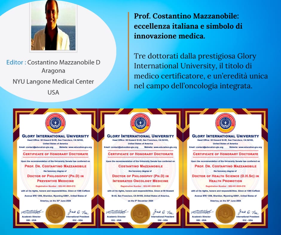 Tre dottorati onorari — Glory International University (come dichiarato dall'interessato)